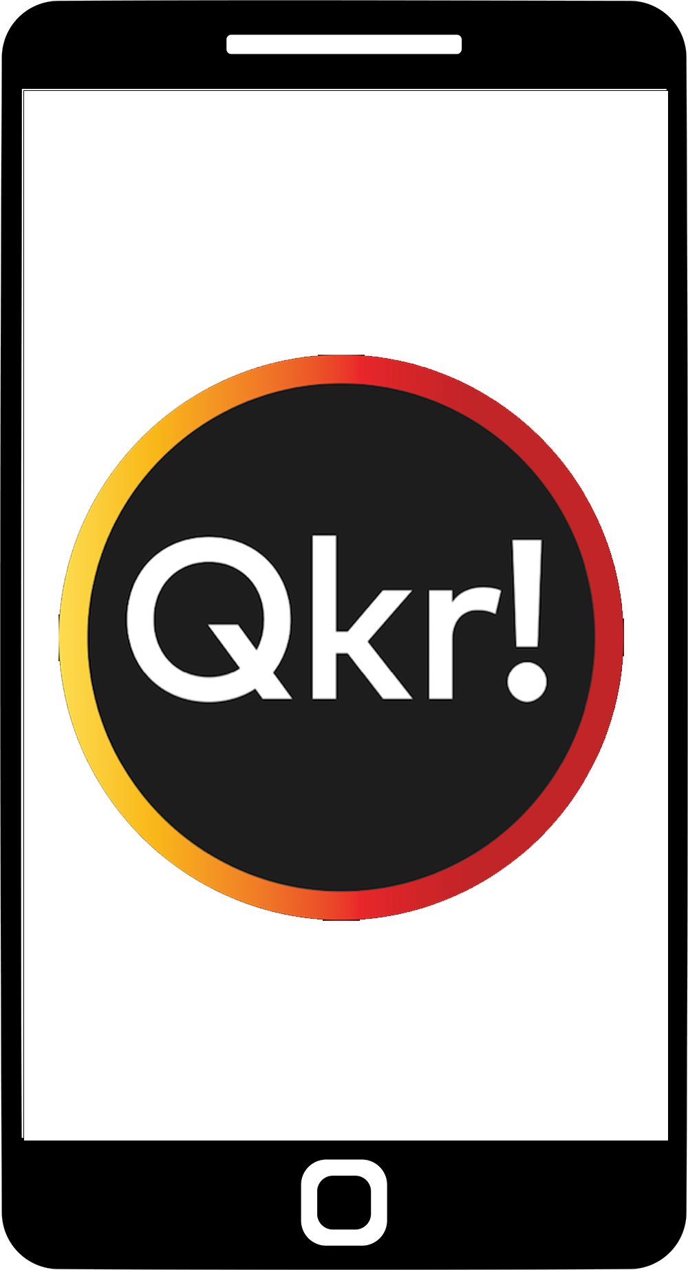 Qkr! logo on a mobile screen.